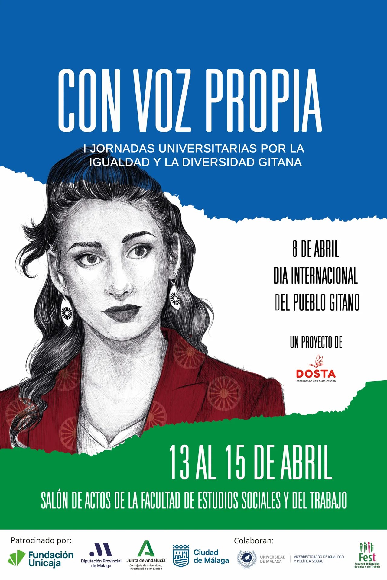 Poster for «Con voz propia», the university conference on Romani equality and diversity